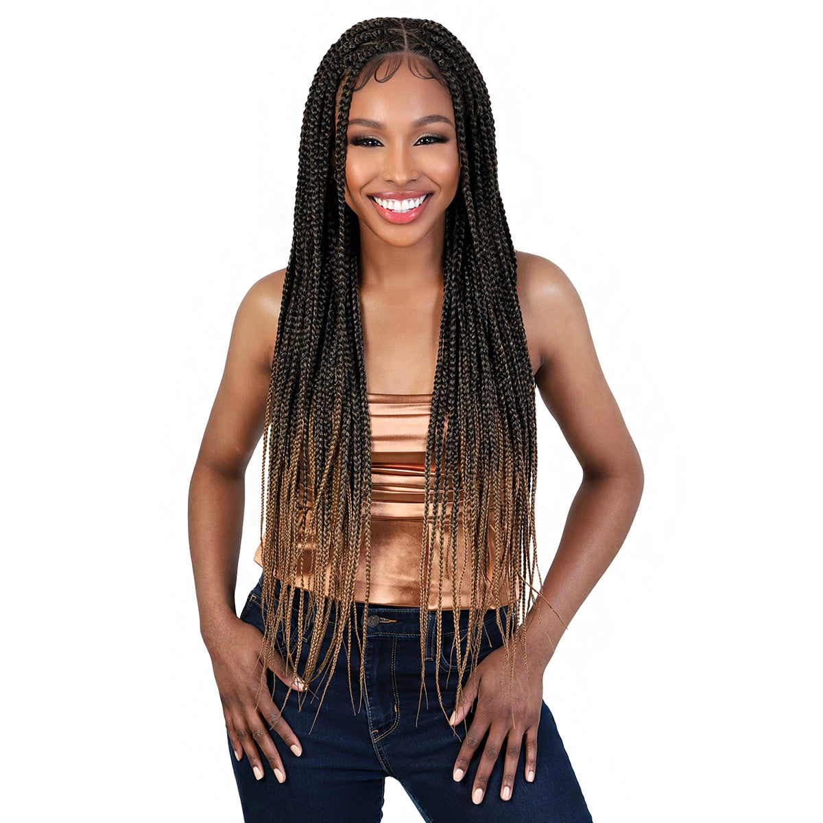 Motown Tress Synthetic Hair Glueless HD Whole Hand Tied Braid Lace Wig - WLB TRIBOX