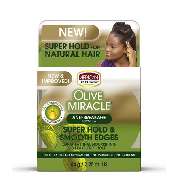 African Pride Olive Miracle Super Hold & Smooth Edges Hair Gel 2.25oz