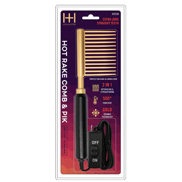 Hot & Hotter #5539 Ceramic Hot Rake Comb & Pik