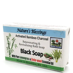 Natures Blessings Activated Bamboo Charcoal Black Soap with Pure Lemongrass & Cedar-wood Essential Oil