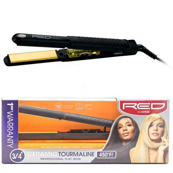 Red by Kiss Ceramic Tourmaline Professional Flat Iron 3\/4 Inch FI075