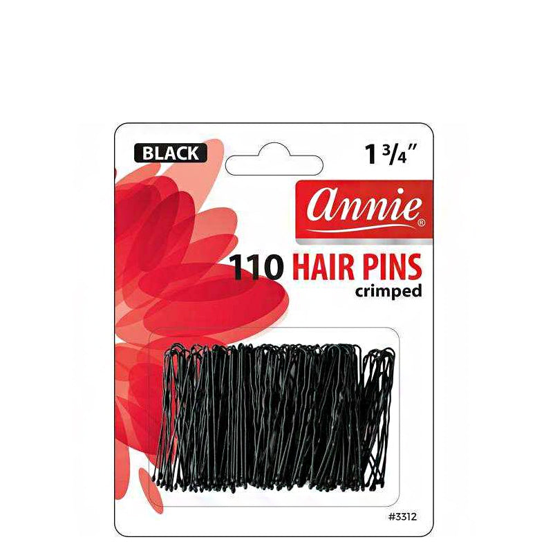 Annie #3312 110 Hair Pins Crimped - 1-3\/4\" Black