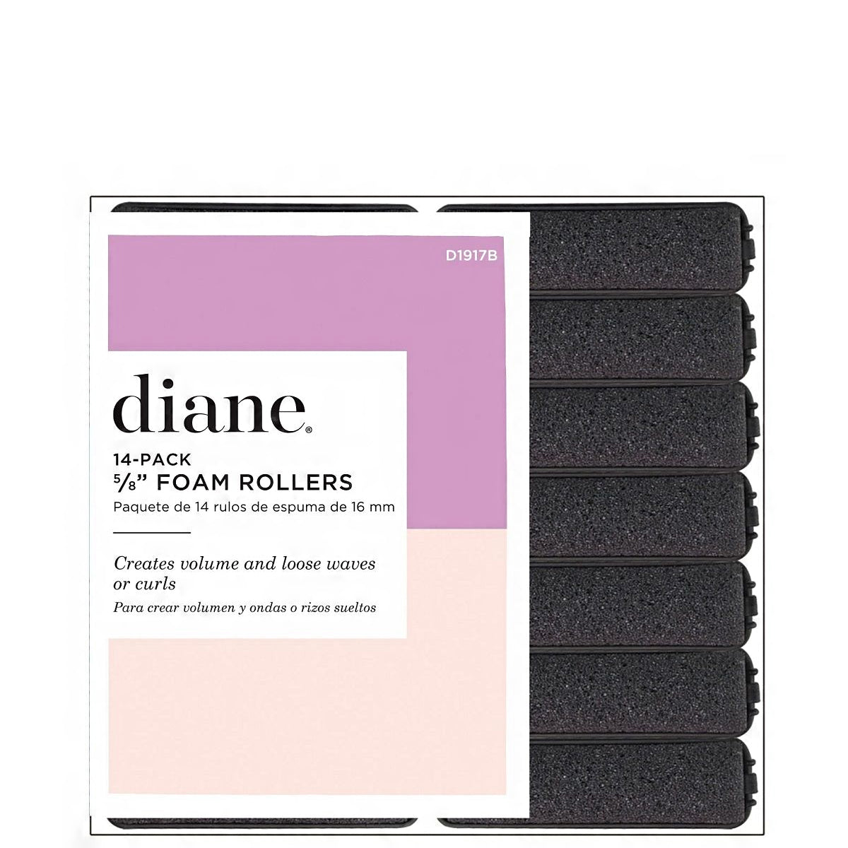 Diane #1917B 14 - Pack Foam Rollers 5\/8\" Black