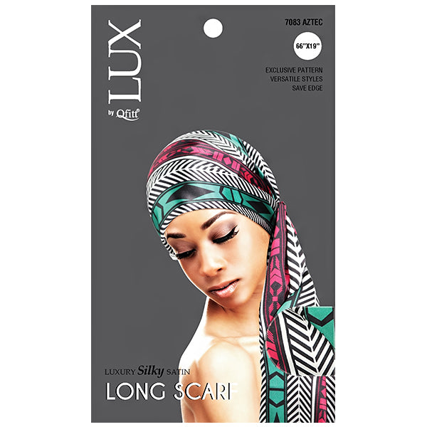 Lux by Qfitt Luxury Silky Satin Long Scarf - 66\"X19\" #7083 Afro Assort