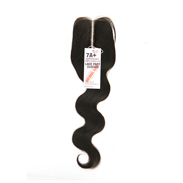 100% Unprocessed Natural Human Hair Lace Part Closure - 7A+ BODY WAVE 12