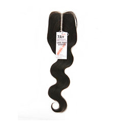 100% Unprocessed Natural Human Hair Lace Part Closure - 7A+ BODY WAVE 12