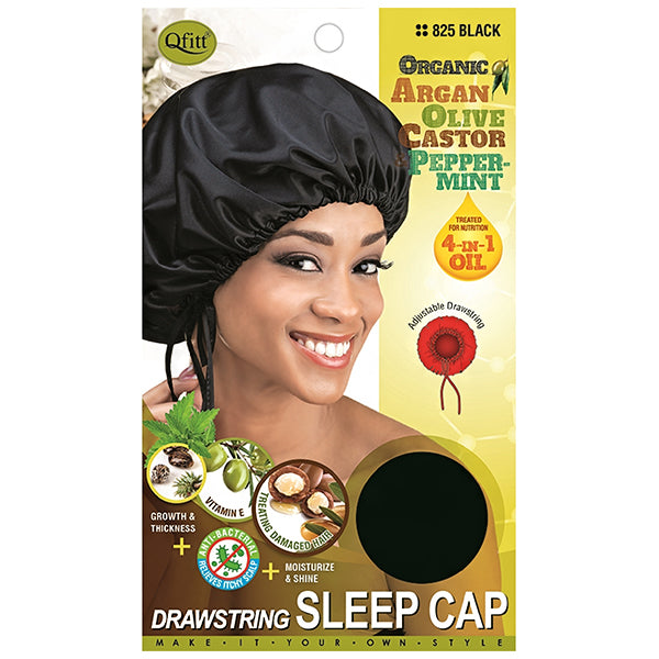 Qfitt Organic Argan + Olive Oil & Shea Butter Drawstring Sleep Cap