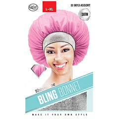 Qfitt Rhinestone Bling Satin Bonnet - L-XL
