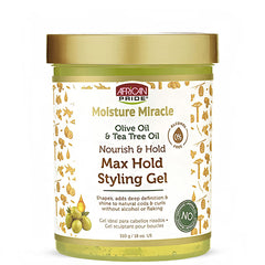 African Pride Moisture Miracle Olive Oil & Tea Tree Oil Max Hold Styling Gel 18oz