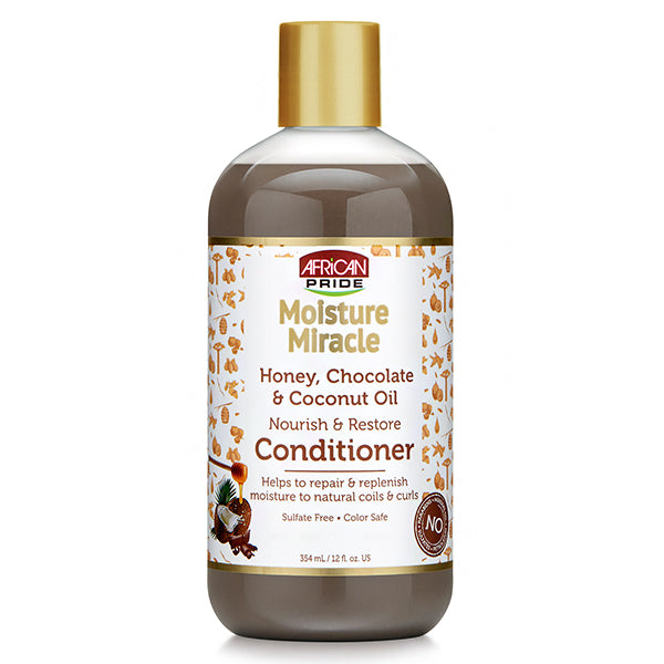 African Pride Moisture Miracle Honey Chocolate & Coconut Oil Repair & Replenish Conditioner 12oz