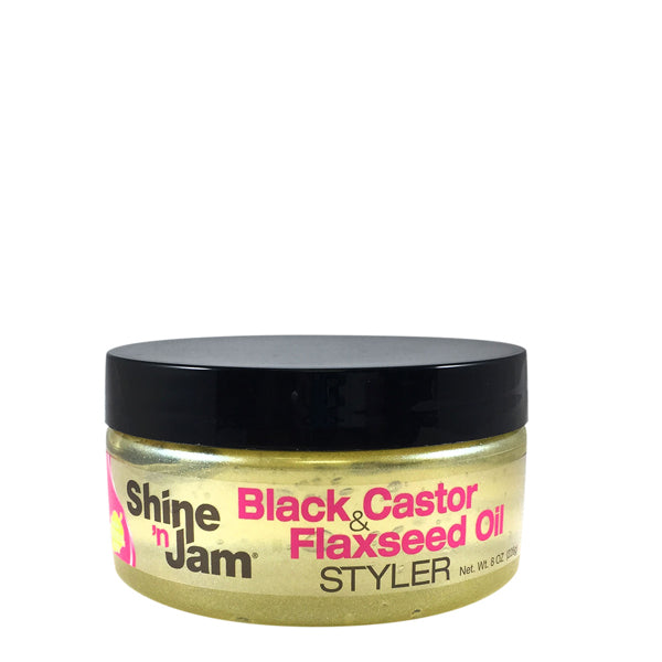 Ampro Shine n Jam Black Castor & Flaxseed Oil Styler 8oz