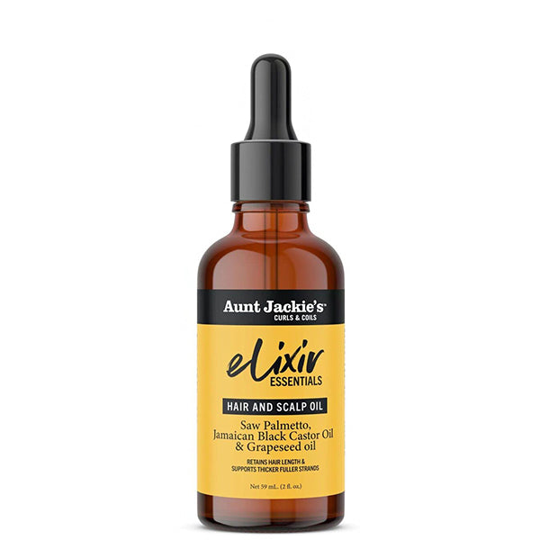 Aunt Jackie's Elixir Essentials Hair & Scalp Oil 2oz - Saw Palmetto Jamaican Black Castor Oil & Grapeseed Oil