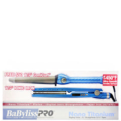 BaByliss PRO #BABNTPP21 Nano Titanium 1 1\/4\" Flat Iron with Free 1 1\/4\" Coni-Curl Iron