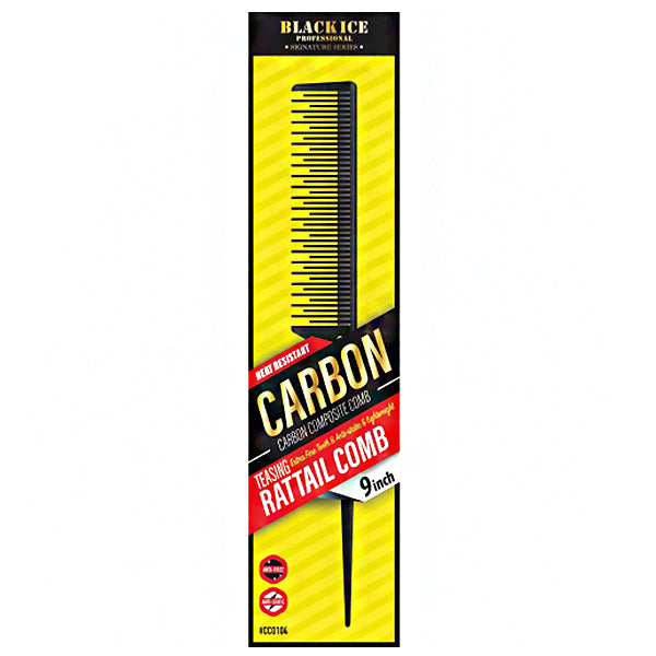 Blackice Professional #CCO104 Carbon Teasing Rat Tail Comb 9\"