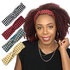 Bon Checkered Criss Cross Linen Headband