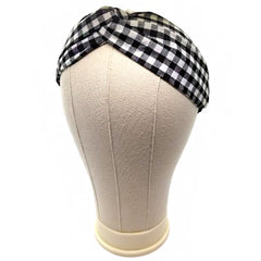 Bon Checkered Criss Cross Linen Headband