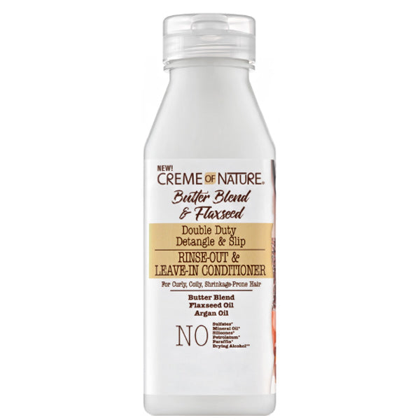 Creme of Nature Butter Blend & Flaxseed Double Duty Detangle & Slip Rinse-Out & Leave-In Conditioner 12oz