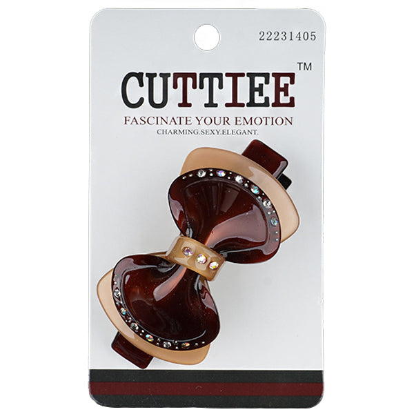 Cuttiee #1405 Sanp Flat Clip Bow Tie with Stone
