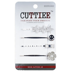 Cuttiee #1443 Metal Medium Hair Pin Shape 4pcs