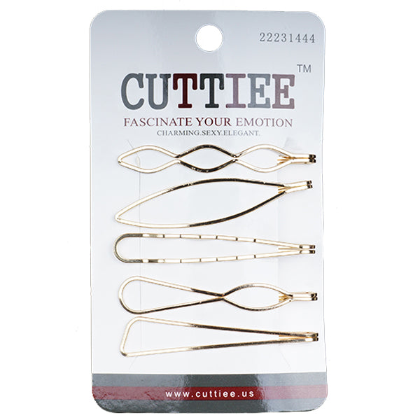 Cuttiee #1444 Metal Mediun Hair Pin Lines 5pcs