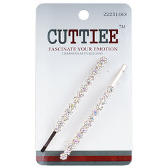 Cuttiee #1468 Hair Pin with Rhinestone Flower