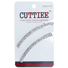 Cuttiee #1475 Curve Hair Clip with Stone 2pcs