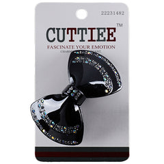 Cuttiee #1482 Bow Tie Ponytail Holder with Stone