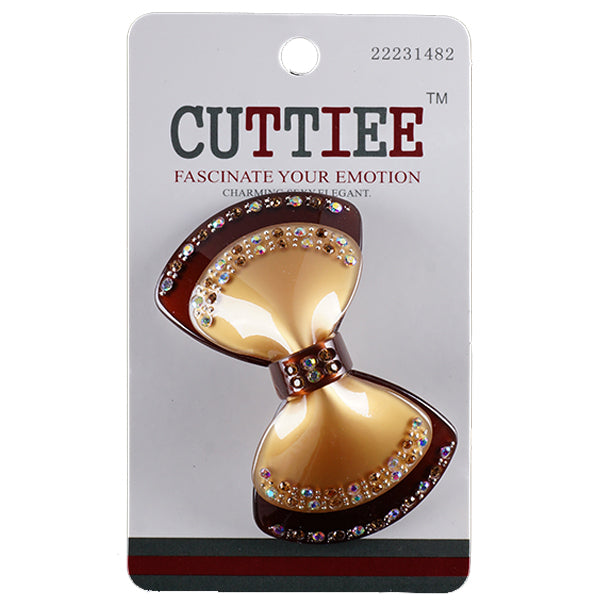 Cuttiee #1482 Bow Tie Ponytail Holder with Stone