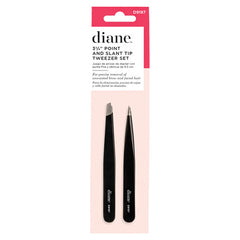 D9197 3 3\/4\" Point and Slant Tip Tweezer Set