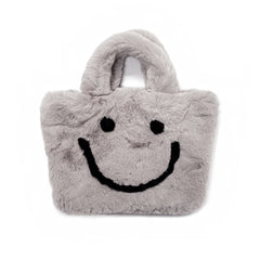 Smile Soft Faux Fur Tote Bag \/ Shopper Bag \/ Furry Hand Bag