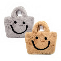 Smile Soft Faux Fur Tote Bag \/ Shopper Bag \/ Furry Hand Bag