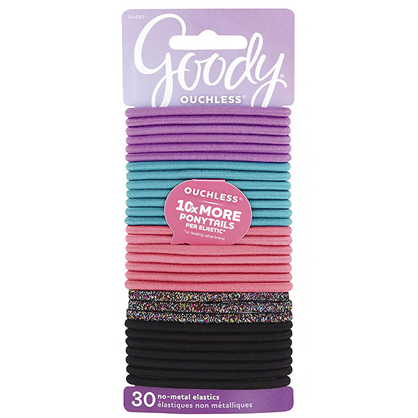 Goody #06490 Ouchless Glitter Glam No-Metal Hair Elastics 30pcs