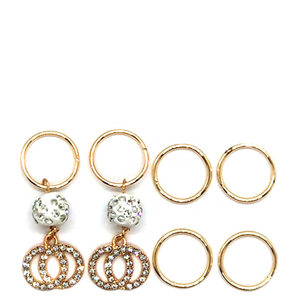 WIGO Collection Hair Accessories Braid Ring - (CTG10 - Stone Double Circle with White Pave Ball Gold Ring)