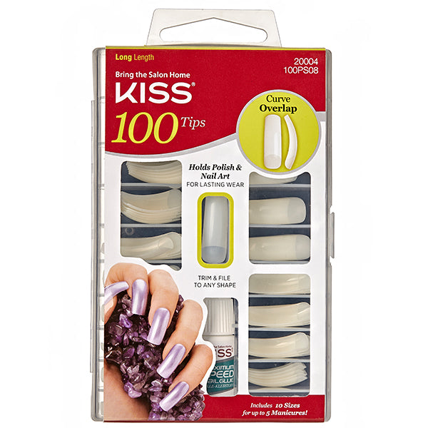 Kiss 100PS08 100 Nails Long Length Curve Overlap