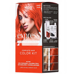 Kiss Colors & Care K44SET Scarlet Express Semi-Permanent Complete Hair Color Kit
