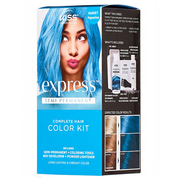 Kiss Colors & Care K68SET Aquarius Semi-Permanent Hair Color Kit ...