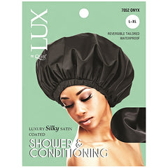 Lux by Qfitt Luxury Silky Satin Coated Shower & Conditioning - L\/XL #7052 Onyx
