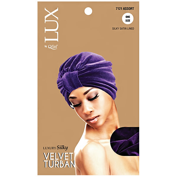 Lux by Qfitt Luxury Silky Velvet Turban - One Size #7121 Assort