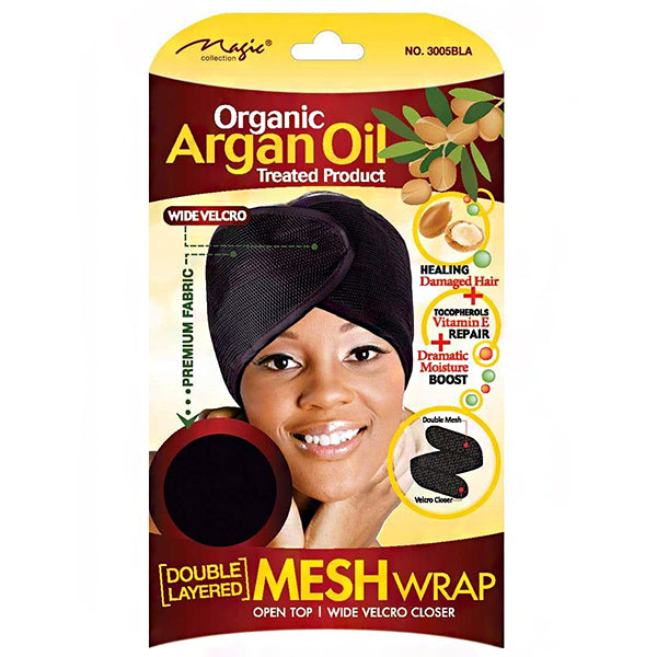Magic Collection #3005BLA Organic Argan Oil Double Layered Mesh Wrap - black