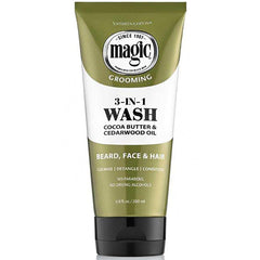 Magic Grooming 3 In 1 Wash Cocoa Butter & Cedarwood Oil for Beard Face & Hair 6.8oz