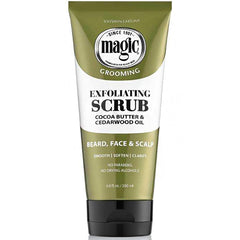 Magic Grooming Exfoliating Scrub Cocoa Butter & Cedarwood Oil for Beard Face & Scalp 6.8oz
