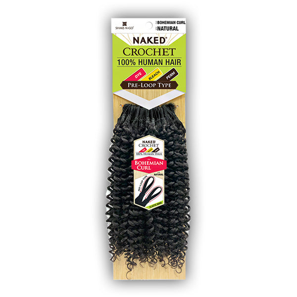 Naked 100% Human Hair Crochet Braid - PRE LOOP TYPE BOHEMIAN CURL 16