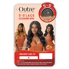 5x5 Lace Closure Wig - Human Hair Blend - Body Curl 24 Outre 5x5 Lace Closure Wig 100% Human Hair Blend Glueless HD  main image 2