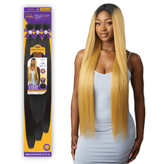 Outre Purple Pack Brazilian Boutique Human Hair Blend Weaving - VIRGIN SLEEK PRESSED 4PCS (26\/28\/30 + 4 inch lace closure)