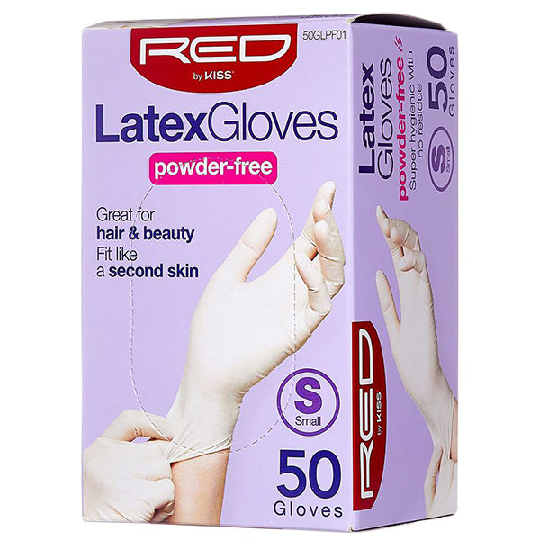Red by Kiss 50GLPF01 Latex Gloves Powder Free - Small 50ct