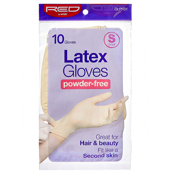 Red by Kiss GLPF01 Latex Gloves Powder Free - Small 10ct