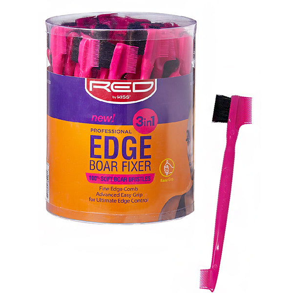 Red by Kiss BSH28 Professional Edge 3in1 Brush with Fine Edge Combs Bucket(48ea) #BSH28J(HH72J)