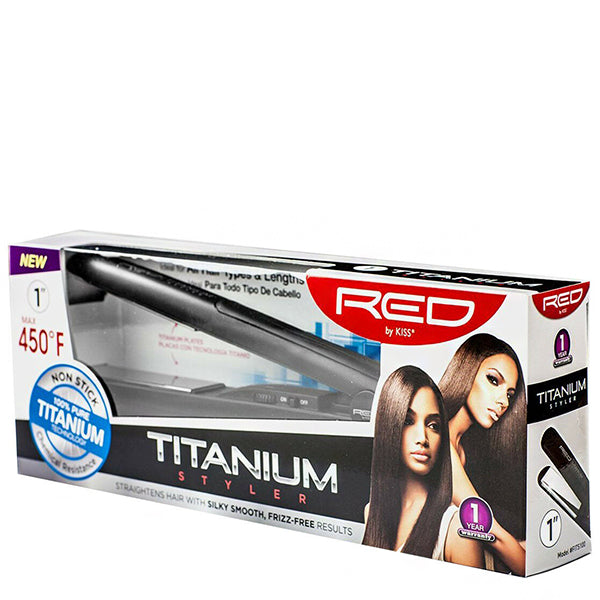 Red by Kiss Titanium Styler Flat Iron 1 Inch FITS100\/FT10
