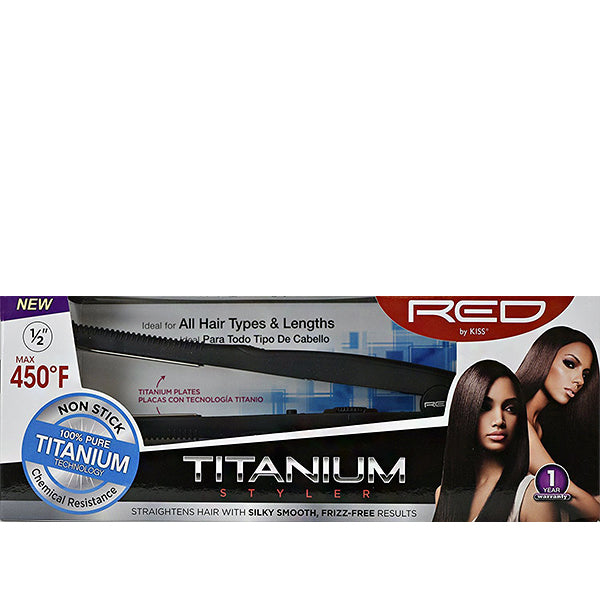 Red by Kiss Titanium Styler Flat Iron 1\/2 Inch FITS050TN