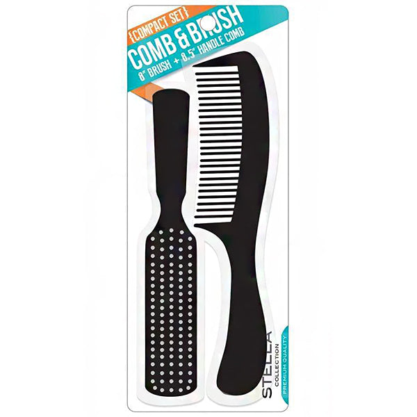 Stella Collection #2454 8\" Brush & 8.5\" Handle Comb Compact Set